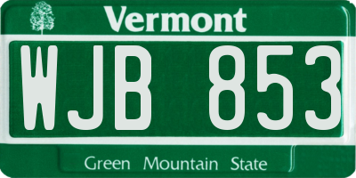 VT license plate WJB853