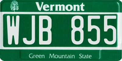 VT license plate WJB855