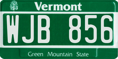 VT license plate WJB856