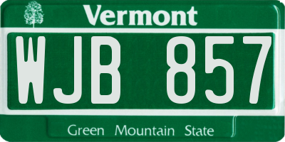 VT license plate WJB857