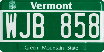 VT license plate WJB858