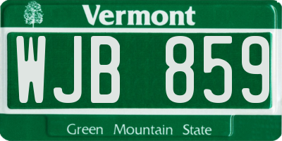 VT license plate WJB859