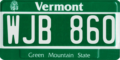 VT license plate WJB860