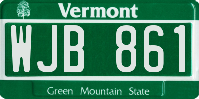 VT license plate WJB861
