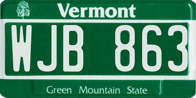 VT license plate WJB863