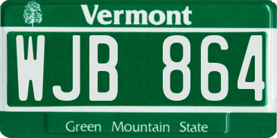 VT license plate WJB864