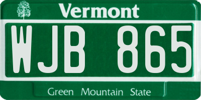 VT license plate WJB865