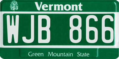 VT license plate WJB866