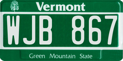 VT license plate WJB867