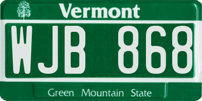 VT license plate WJB868