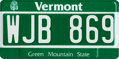 VT license plate WJB869
