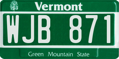 VT license plate WJB871