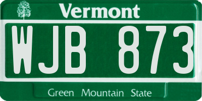 VT license plate WJB873