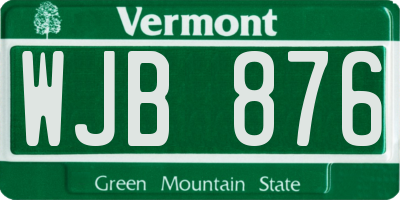 VT license plate WJB876