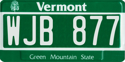 VT license plate WJB877