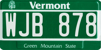 VT license plate WJB878