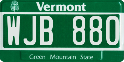 VT license plate WJB880
