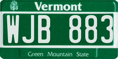 VT license plate WJB883