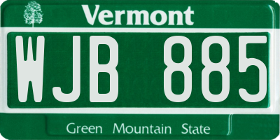 VT license plate WJB885
