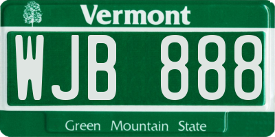 VT license plate WJB888