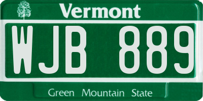 VT license plate WJB889