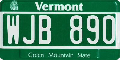 VT license plate WJB890