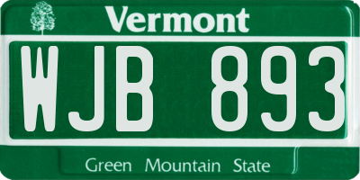 VT license plate WJB893