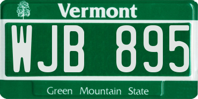 VT license plate WJB895