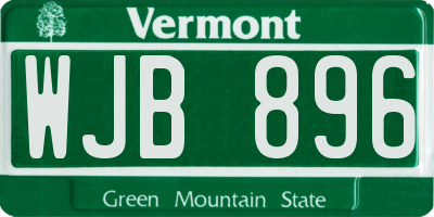 VT license plate WJB896