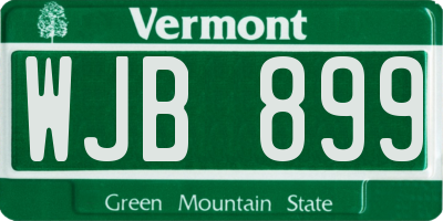 VT license plate WJB899