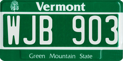 VT license plate WJB903