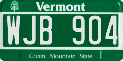 VT license plate WJB904
