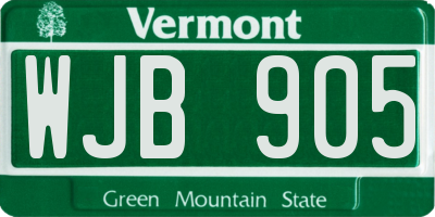 VT license plate WJB905