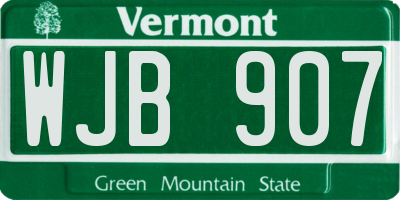 VT license plate WJB907