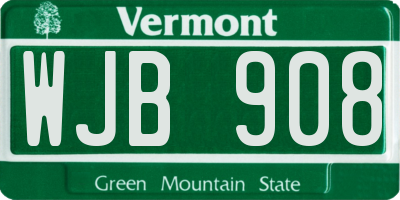 VT license plate WJB908