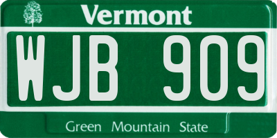 VT license plate WJB909