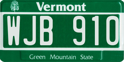 VT license plate WJB910