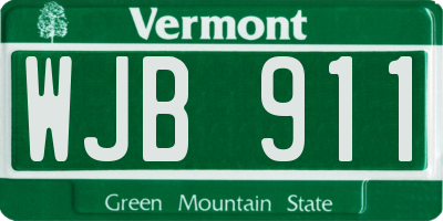 VT license plate WJB911