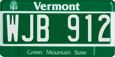 VT license plate WJB912