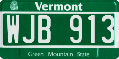 VT license plate WJB913