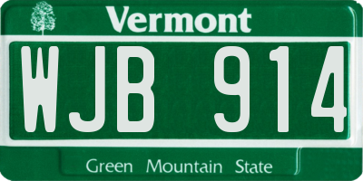 VT license plate WJB914