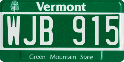 VT license plate WJB915