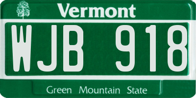VT license plate WJB918
