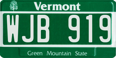 VT license plate WJB919
