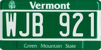 VT license plate WJB921