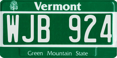VT license plate WJB924