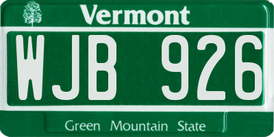 VT license plate WJB926