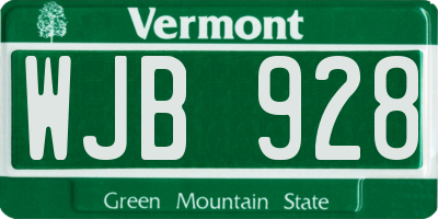 VT license plate WJB928