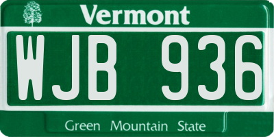 VT license plate WJB936