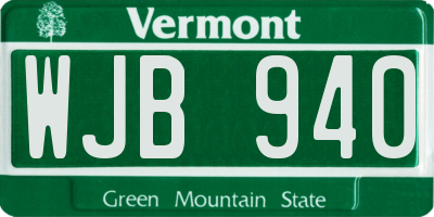 VT license plate WJB940